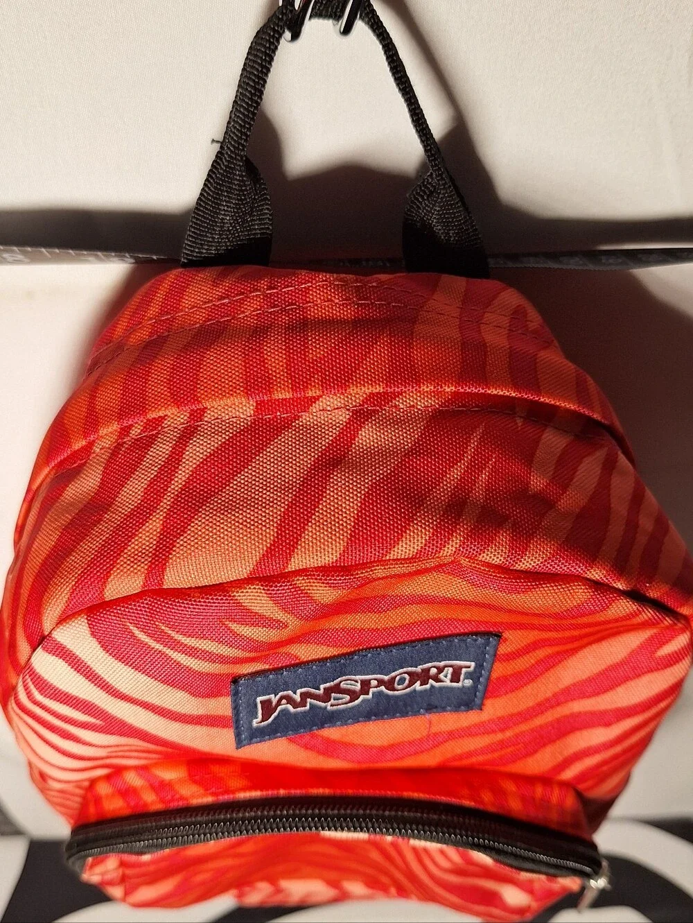 Jansport Backpack, Mini/half-pint?, Zebra Stripes, Red & White w/ Black Accents